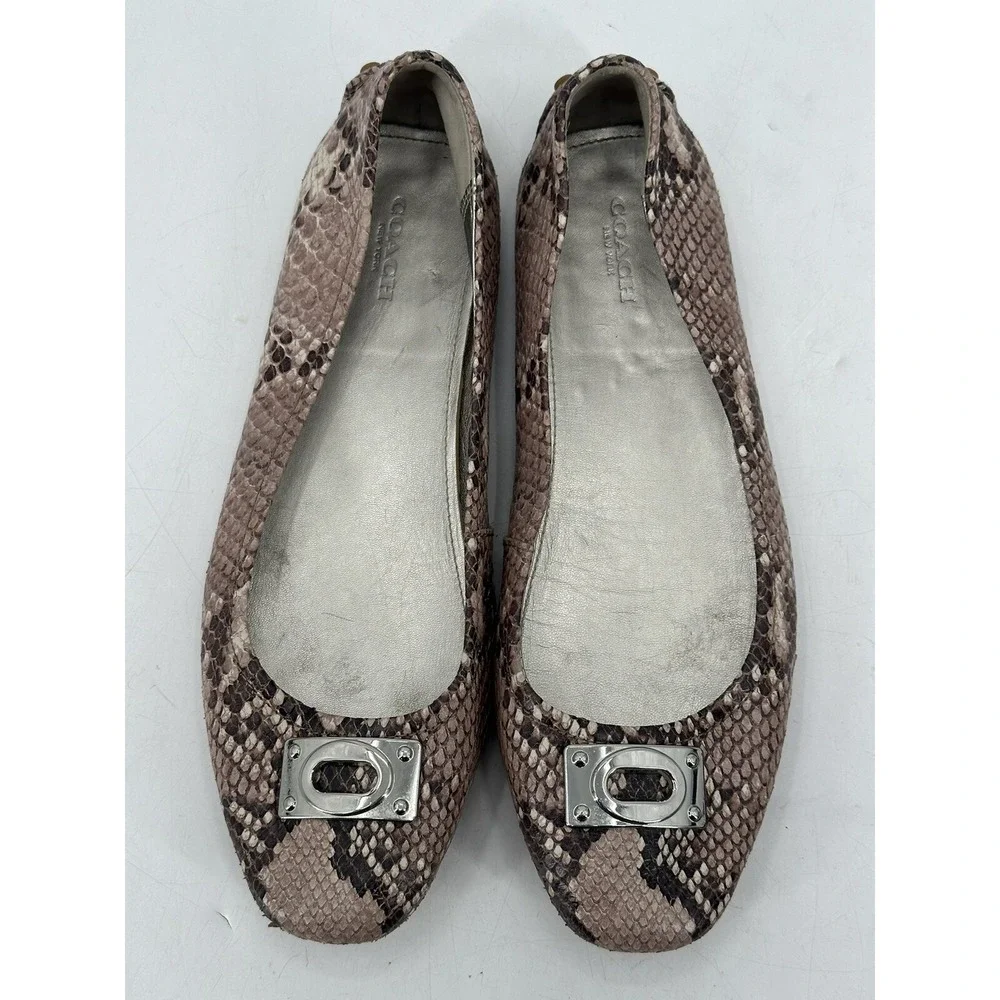 Coach Snake Print Leather Vernon‎ Ballet Flats Women's Size 9.5B Multicolor